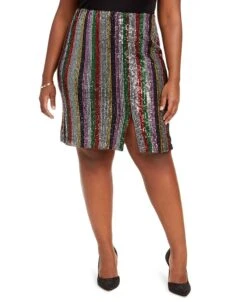 BT-Q M-109 {INC} Black Sequinned Striped Skirt RETAIL $89.50 PLUS SIZE 3X
