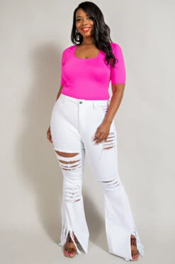 BT-A {The Map} White SALE! Distressed Flare Leg Jeans PLUS SIZE 1X 2X 3X
