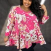 58 PQ {Hard To Forget} Fuchsia Floral Print V-Neck Top EXTENDED PLUS SIZE 3X 4X 5X -Cheap Clothing Store 2B63BB46 A782 42FF B9F6 B24EB7D26484