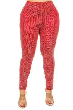BT-A (Disco Fever) Red Pants With Diamond Detail