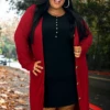 26 OT-Q {Close To You} Dk. Red Ribbed Button Up Duster SALE!!! PLUS SIZE 1X 2X 3X -Cheap Clothing Store CloseToYouDk.Red