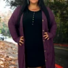 25 OT-S {Close To You} Eggplant Ribbed Button Up Duster SALE!!! PLUS SIZE 1X 2X 3X -Cheap Clothing Store ClosetoYouEggplant
