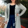 23 OT-L {Close To You} H. Grey Ribbed Button Up Duster SALE!!! PLUS SIZE 1X 2X 3X