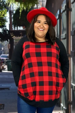 24 CP-C {Curvy Dreams } Red/Black Plaid Tunic SALE!!! CURVY BRAND!! EXTENDED PLUS SIZE 3X 4X 5X 6X