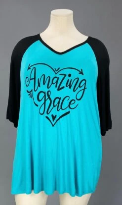 29 GT {Amazing Grace} Turquoise/Black Graphic Tee CURVY BRAND!!! EXTENDED PLUS SIZE XL 2X 3X 4X 5X 6X