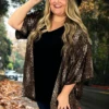 71 OT-F {Full Speed Ahead} Brown Leopard Print Kimono Plus Size 1X 2X 3X