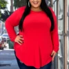73 SLS-X {Here I Stand} Ruby Red Round Neck Top PLUS SIZE 1X 2X 3X