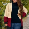 40 OT-E {Holding Hope} Tan Burgundy Ribbed SALE!! Cardigan PLUS SIZE XL 2X 3X