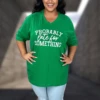 31 GT {Probably Late For Something} Green Graphic Tee PLUS SIZE XL 2X