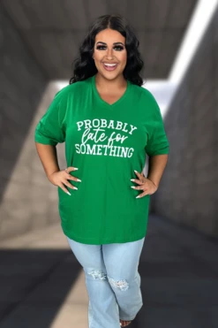 31 GT {Probably Late For Something} Green Graphic Tee PLUS SIZE XL 2X