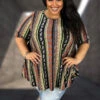 25 PSS {Sending My Love} Black/Brown Striped Paisley Top EXTENDED PLUS SIZE 4X 5X 6X