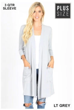 OT-H {Free Falling} Light Grey Slouchy ***SALE***Pocket Cardigan -Cheap Clothing Store IMG 2239