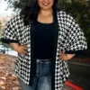 26 OT-U {In The Works} Black Houndstooth Kimono PLUS SIZE XL 2X 3X
