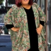 70 OT-S {Keeping Floral} Sage Floral Printed Cardigan EXTENDED PLUS SIZE 3X 4X 5X -Cheap Clothing Store Keepingfloral