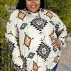 93 HD-R {Living Daydream} Cream Aztec Print Hoodie PLUS SIZE 1X 2X 3X -Cheap Clothing Store Livingdaydream