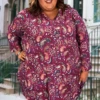 43 HD-B {Looking For A Sign} Mauve Paisley Print Hoodie CURVY BRAND!!! EXTENDED PLUS SIZE 4X 5X 6X -Cheap Clothing Store LookingForASign