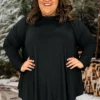 72 SLS-D {Making Life Easy} Black Rounded Hem Tunic EXTENDED PLUS SIZE 1X 2X 3X 4X 5X -Cheap Clothing Store MakingLifeEasyBlack
