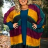 63 OT-B {Painting Rainbows} Magenta Striped Cardigan PLUS SIZE 1X/2X 2X/3X