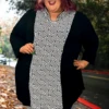 35 HD-O {Road Leads Home} Black/Ivory Maze Print Hoodie SALE!!! CURVY BRAND!!! EXTENDED PLUS SIZE -Cheap Clothing Store RoadleadsHome