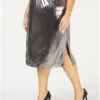 BT-A M-109 "NY Collection" Silver Metallic Pleated Midi Skirt RETAIL $54.00!! PLUS SIZE 2X