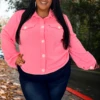 69 OT-J {Style Activated} Neon Pink Button Up Cardigan PLUS SIZE 1X 2X 3X -Cheap Clothing Store StyleActivated