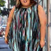 53 SV-D {Thoughts Of You} Teal/Pink Stripe Print Top EXTENDED PLUS SIZE 3X 4X 5X -Cheap Clothing Store ThoughtsOfYou