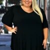 88 SSS-Z {Wear Me Everyday} Black V-Neck Top EXTENDED PLUS SIZE 3X 4X 5X