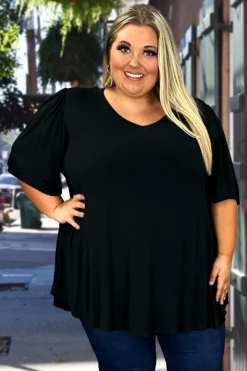 88 SSS-Z {Wear Me Everyday} Black V-Neck Top EXTENDED PLUS SIZE 3X 4X 5X