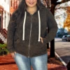 OT-N {Worth The Wait} Americano Mineral Wash Hoodie Jacket PLUS SIZE 1X 2X 3X