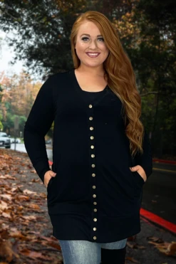 Cheap Clothing Store 19 20 OT-B {Cute As A Button} Black Button Up Cardigan PLUS SIZE 1X 2X 3X