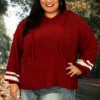 41 HD-F {Give It A Whirl} Dark Rust SALE!! Knit Hoodie W/Pocket PLUS SIZE 1X 2X 3X