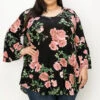 37 PQ {Free To Bloom} Black/Pink Floral V-Neck Tunic EXTENDED PLUS SIZE 3X 4X 5X -Cheap Clothing Store image 0619a475 2e66 4e87 a0bd 590f3b15ae4b