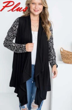 26 OT-C {Hidden Agenda} Black Cardigan W/Printed Sleeves PLUS SIZE 1X 2X 3X -Cheap Clothing Store image 08a26976 f18d 417f a198 34639298cd9c