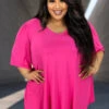 29 SSS-P {My Must Have} Fuchsia V-Neck Tunic EXTENDED PLUS SIZE 3X 4X 5X