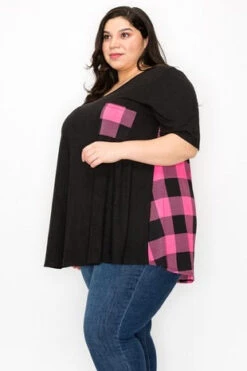43 CP-B {The Next Step} Black/Fuchsia Check Print Top EXTENDED PLUS SIZE 3X 4X 5X -Cheap Clothing Store image 0e5a53ff e6c0 472c b7ba c684a804cff0