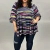 20 PLS-O {Almost Stripes} Navy/Fuchsia Printed Tunic PLUS SIZE 1X 2X 3X