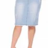 LEG-21 {Here At Last} Lt. Blue Wash Stretch Denim Skirt PLUS SIZE 1X 2X 3X
