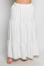 BT-L {Downright Delightful} Ivory Tiered Skirt PLUS SIZE 1X 2X 3X