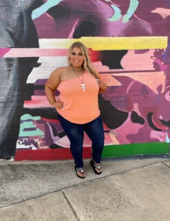 80 OS-D {Hang Loose} CORAL Tunic W/One Shoulder PLUS SIZE 1X 2X 3X -Cheap Clothing Store image 188a36f0 8157 49ea 8ce2 afc30ae9f6b4