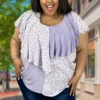 23 CP-B {Good Intentions} SALE!! Lilac Animal Print V-Neck Top PLUS SIZE XL 2X 3X