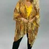OT-Z {Basic Instincts} Gold/Rust Sheer Leopard Cardigan PLUS SIZE 1X 2X 3X