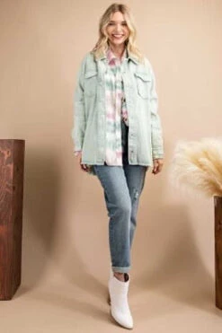 93 OT-A {Frayed Sweetness} Washed Sage Denim Jacket PLUS SIZE 1X 2X 3X -Cheap Clothing Store image 20a5ede6 7c0e 4925 a47e 7c804bfcbe51