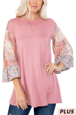 82 CP-J {Blessed And Happy} Mauve/Mixed Print Top PLUS SIZE 1X 2X 3X -Cheap Clothing Store image 2178454b 2d1e 44e8 aaa1 de9d56a702c4