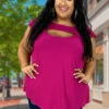 70 SSS-C {Crossing Corners} Magenta Keyhole Top PLUS SIZE 1X 2X 3X