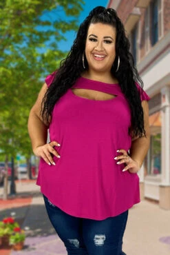 70 SSS-C {Crossing Corners} Magenta Keyhole Top PLUS SIZE 1X 2X 3X