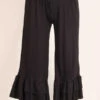 LEG- Or BT-H{Cute As Can Be} Black Double Ruffle Capri Pants Curvy Brand EXTENDED PLUS SIZE 1X 2X 3X 4X 5X 6X -Cheap Clothing Store image 3044100a 4afe 4551 a5ec 48904d19569e