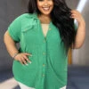 65 SSS-T {New Attraction} Green Ribbed Tunic PLUS SIZE 1X 2X 3X