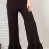 LEG-76 Or BT-Z {Endless Getaway} Black Ruffle Hem Pants PLUS SIZE 1X 2X 3X