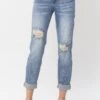 LEG-78 {Judy Blue} Medium Destroy & Paisley Print Jeans EXTENDED PLUS SIZE 16W 18W 20W 22W 24W -Cheap Clothing Store image 3e261fc8 8a62 4865 bd60 a732b8b2d899