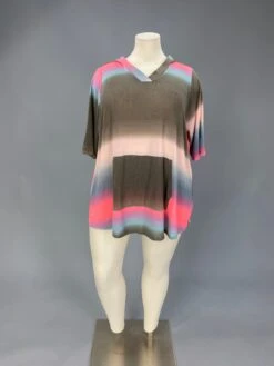 66 HD {Follow Me To Curvy} Grey Coral Teal Striped Hoodie CURVY BRAND!!! EXTENDED PLUS SIZE 3X 4X 5X -Cheap Clothing Store image 45dae8a3 236a 487a bd26 04f3f27a539a